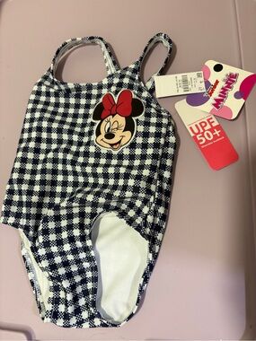 Disney Minnie Mouse Old Navy Gingham One-Piece Swimsuit with Red Bow